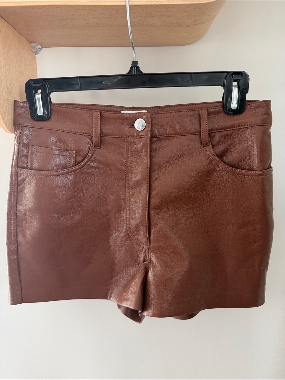 Wilfred - Brown Faux Leather Shorts